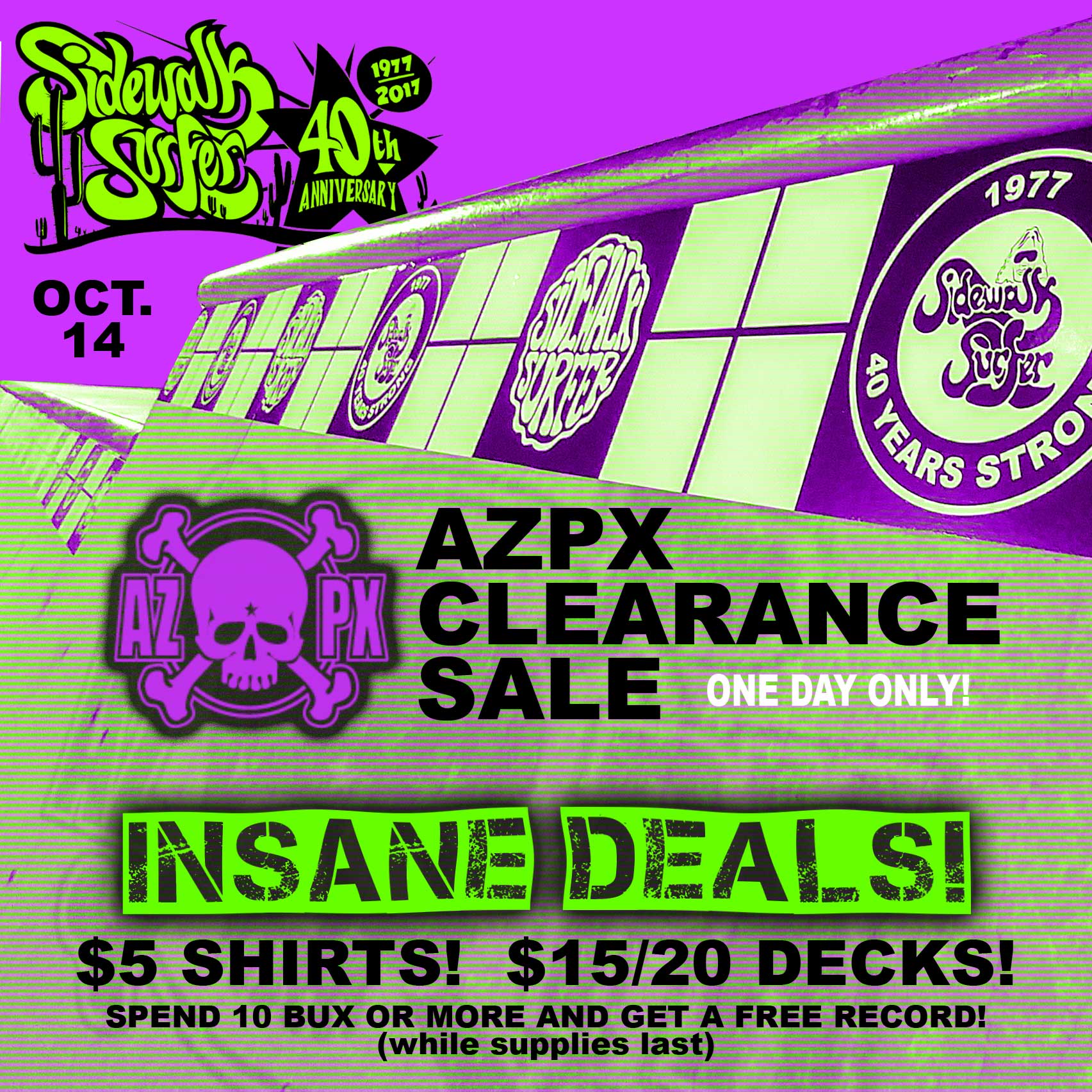 AZPX Clearance Sale! October 14