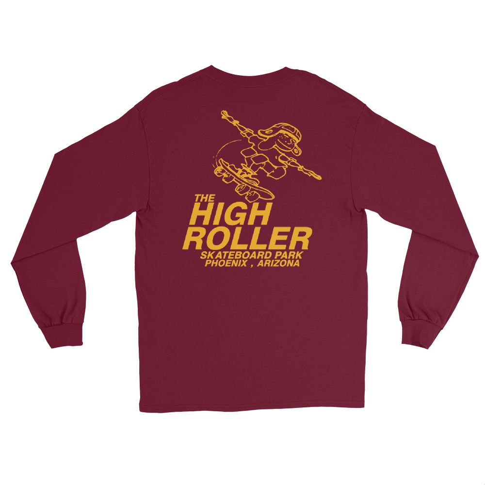 High Roller Skateboard Park Maroon Long Sleeve T-Shirt