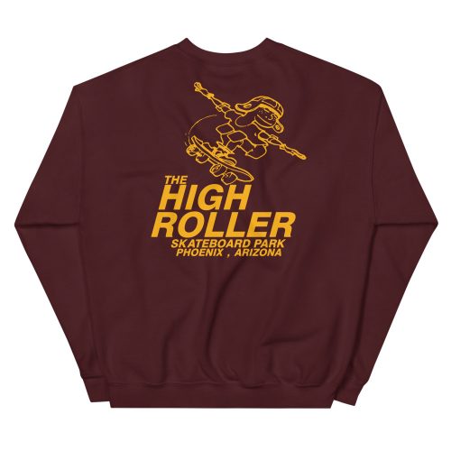 The High Roller Skateboard Park Crew Neck Sweatshirt Maroon