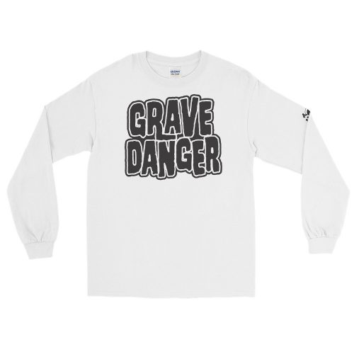 Grave Danger Logo on White Long Sleeve T-Shirt