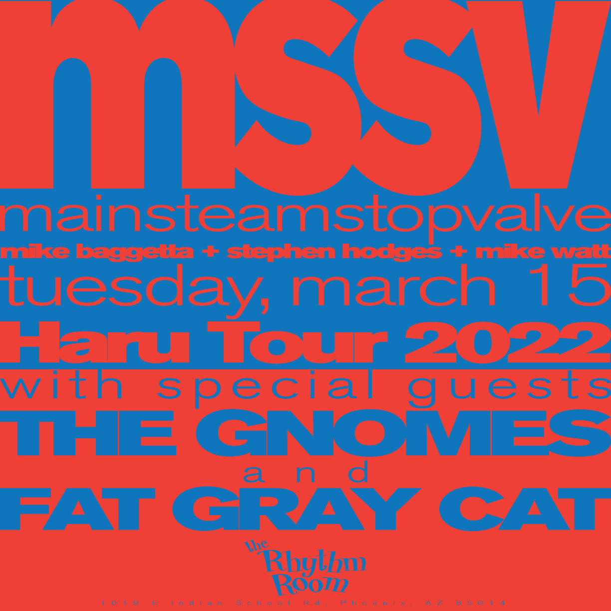 mssv + The Gnomes & Fat Gray Cat Tuesday March 15 @ The Rhythm Room