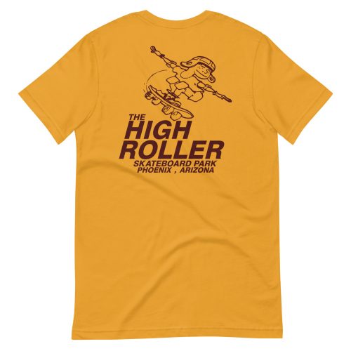 The High Roller Skateboard Park Soft/Fitted Unisex T-Shirt Maroon Print