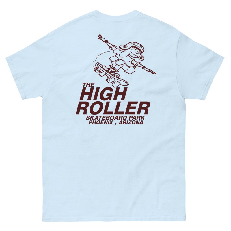 The High Roller Skateboard Park Classic-Fit T-Shirt Maroon Print - Image 9