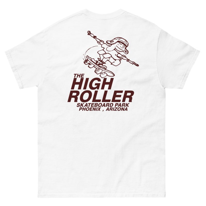 The High Roller Skateboard Park Classic-Fit T-Shirt Maroon Print - Image 11