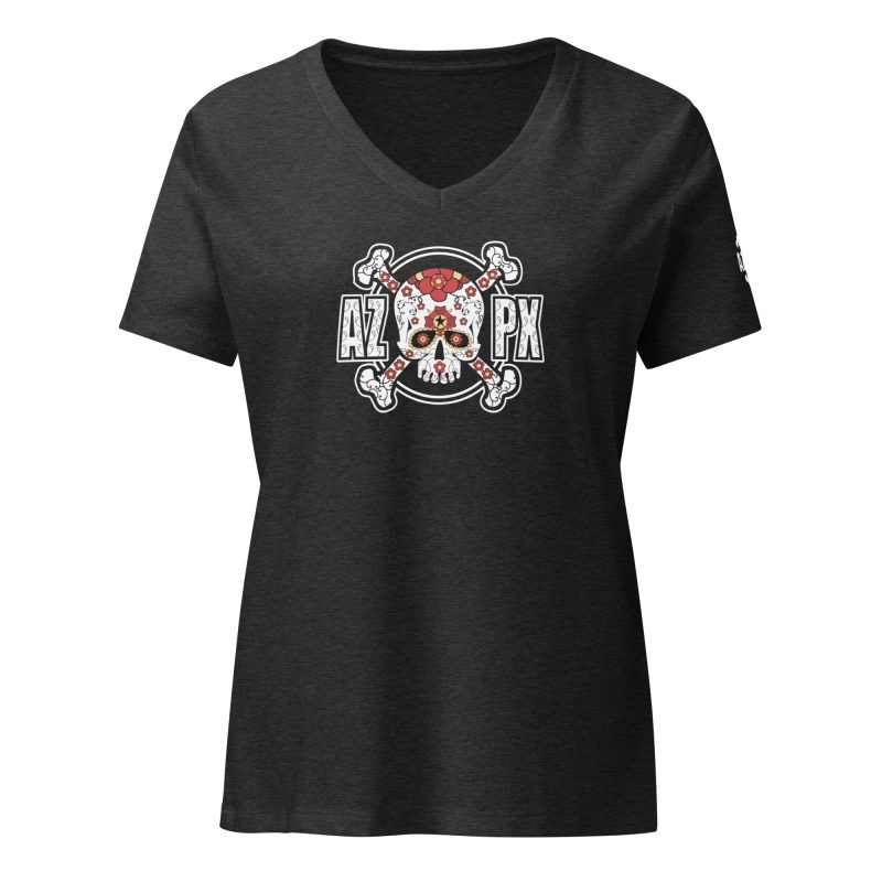 AZPX Dia de Los Muerte Ladies Relaxed V-neck T-shirt - Image 3